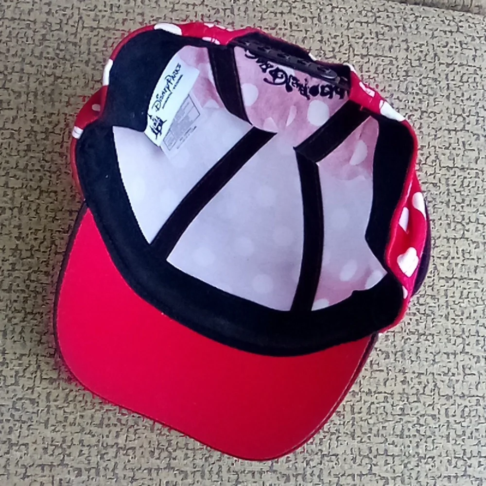 DISNE Polka Dot Minnie Mouse Style Baseball Cap with Bow and Ears SIZE 4-5 YEARS